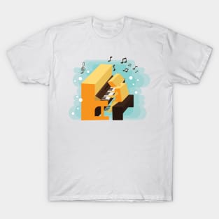 piano instrument cute cartoon T-Shirt